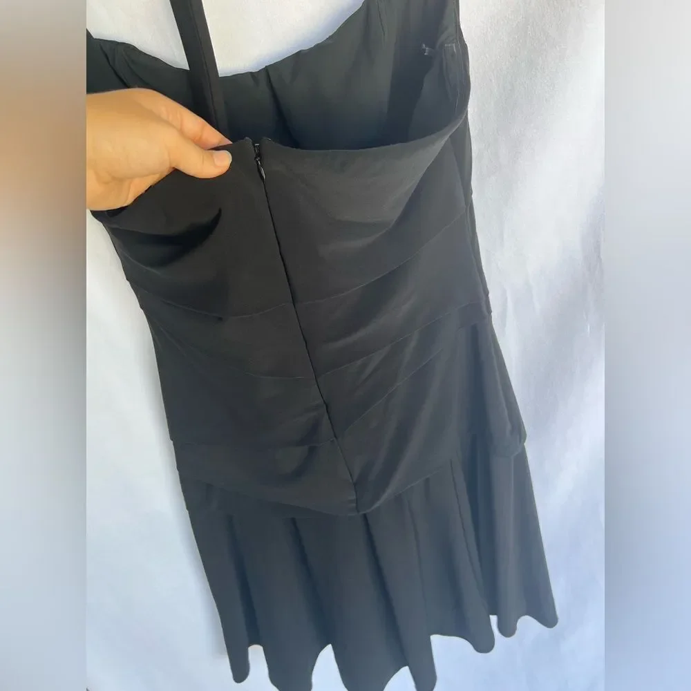White House black market Black halter evening dress Ruffle dress size 12 - Picture 6 of 7
